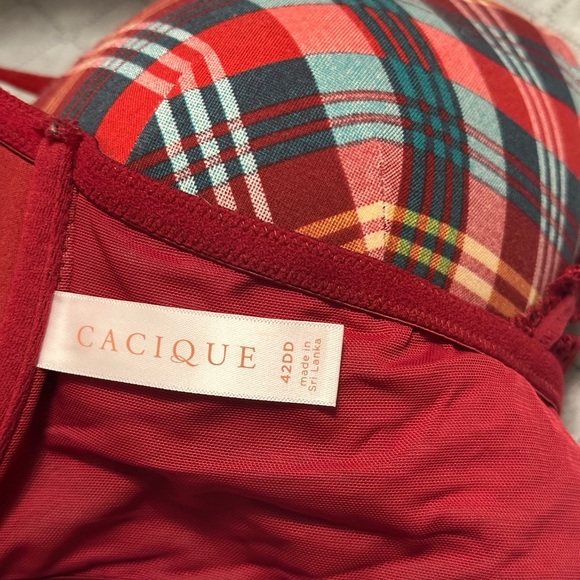 Cacique Lane Bryant Red Bra Front Closure Adorable Back with Lace 42DD NWOT - Picture 3 of 12
